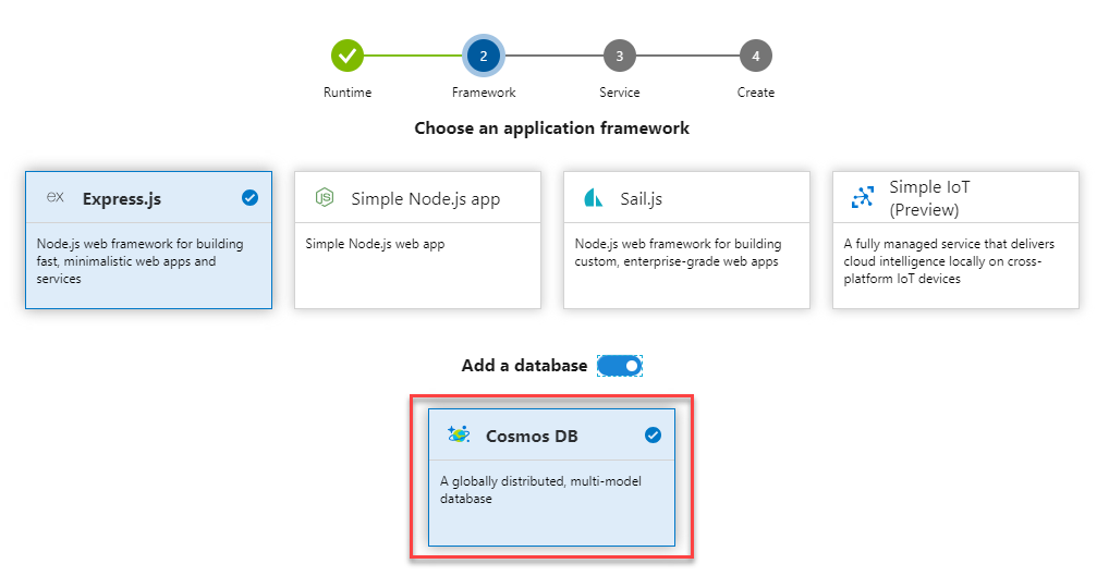 Azure Portal을 사용하여 Azure Cosmos DB 데이터베이스를 설정하고 배포합니다.