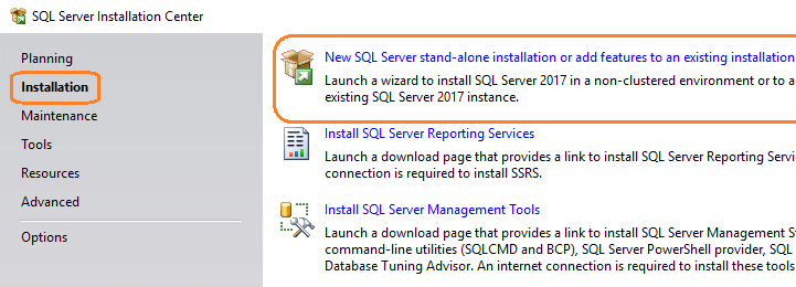 SQL Server의 새 설치