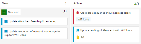 아이콘 유형이 있는 보드
