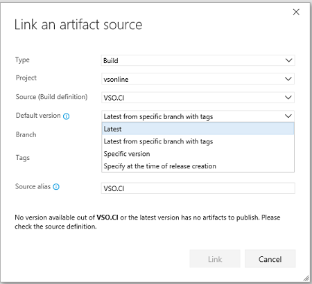 기본 아티팩트 버전