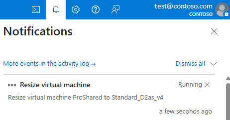 Screenshot of the Notifications window that shows resizing status.