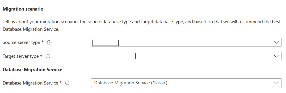 Database Migration Service(클래식) 시나리오 선택