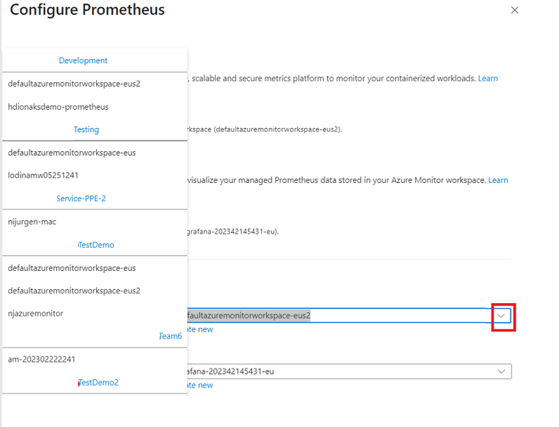Prometheus 1단계 구성을 보여 주는 스크린샷.