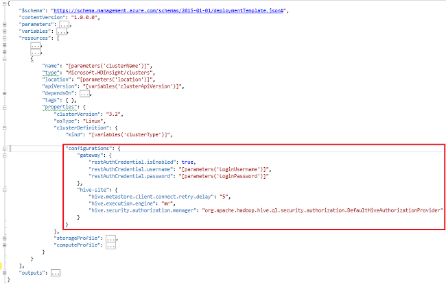 Hadoop customizes cluster bootstrap Azure Resource Manager template.