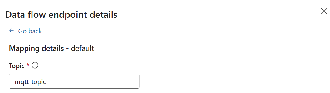 엔드포인트 형식에 따라 MQTT 항목을 입력하라는 메시지를 사용자에게 표시하는 운영 환경을 보여 주는 스크린샷.