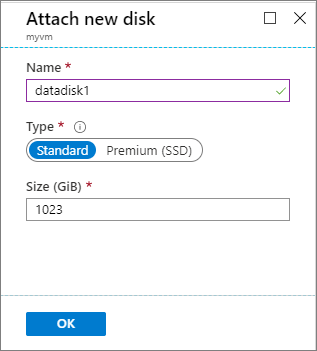 Screenshot of the Attach new disk form.