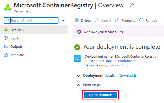 리소스로 이동 단추의 스크린샷.