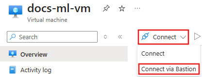 Bastion이 선택된 연결 목록의 스크린샷.