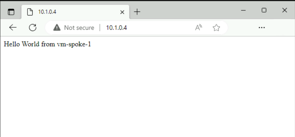 vm-spoke-2의 기본 IIS 페이지 스크린샷