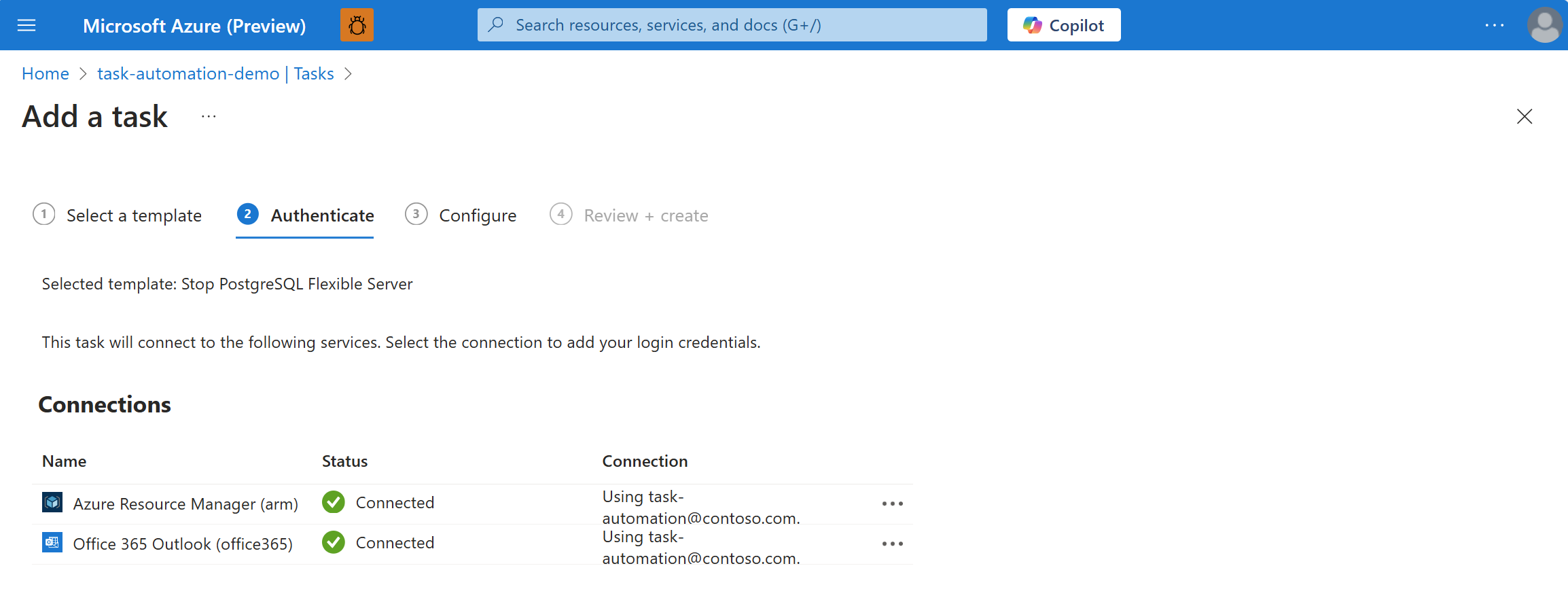 스크린샷에는 성공적으로 생성된 연결이 표시되어 있습니다.
