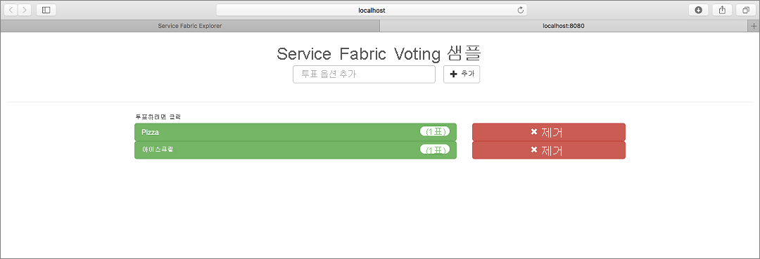 Service Fabric voting sample