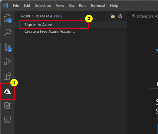 Screenshot showing how to sign in to Azure.