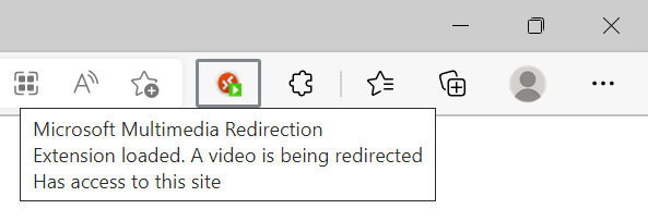 Microsoft Edge 확장 모음의 멀티미디어 리디렉션 확장을 보여 주는 스크린샷.