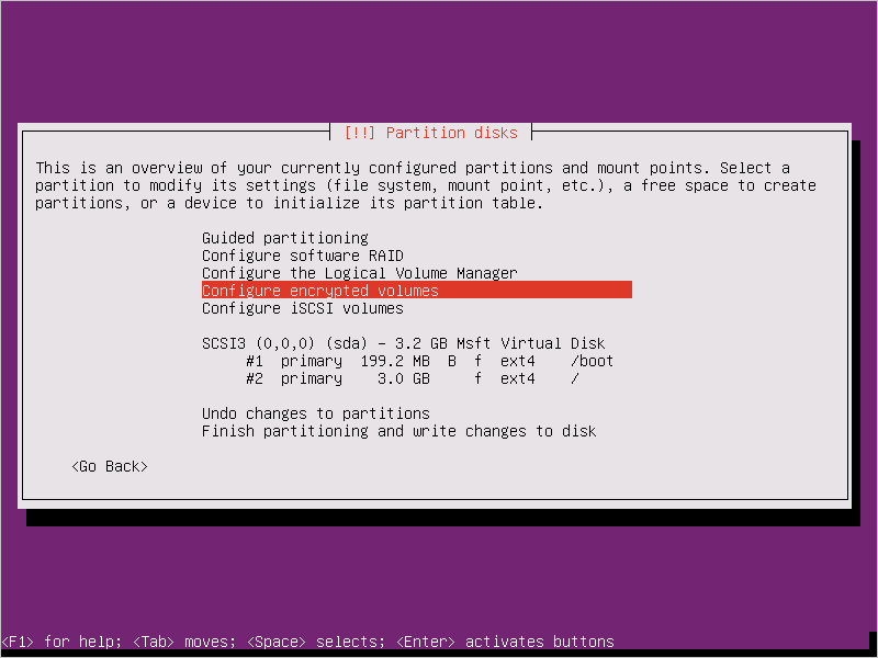 Ubuntu 16.04 설치 - 암호화된 볼륨 구성
