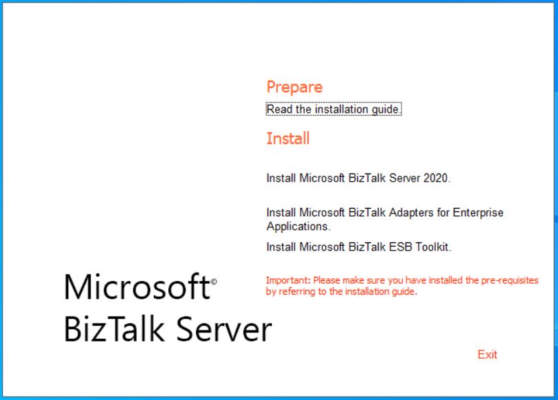 Microsoft BizTalk Server 창 또는 화면 설치