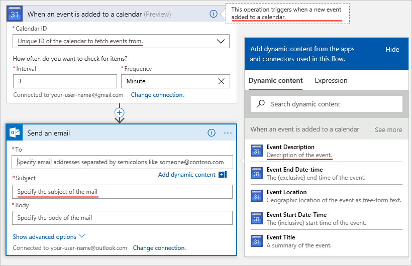 각 작업 또는 엔터티의 