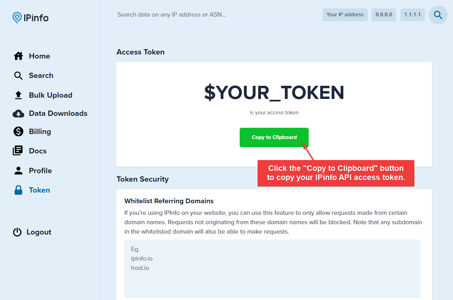 IPinfo dashboard 이미지