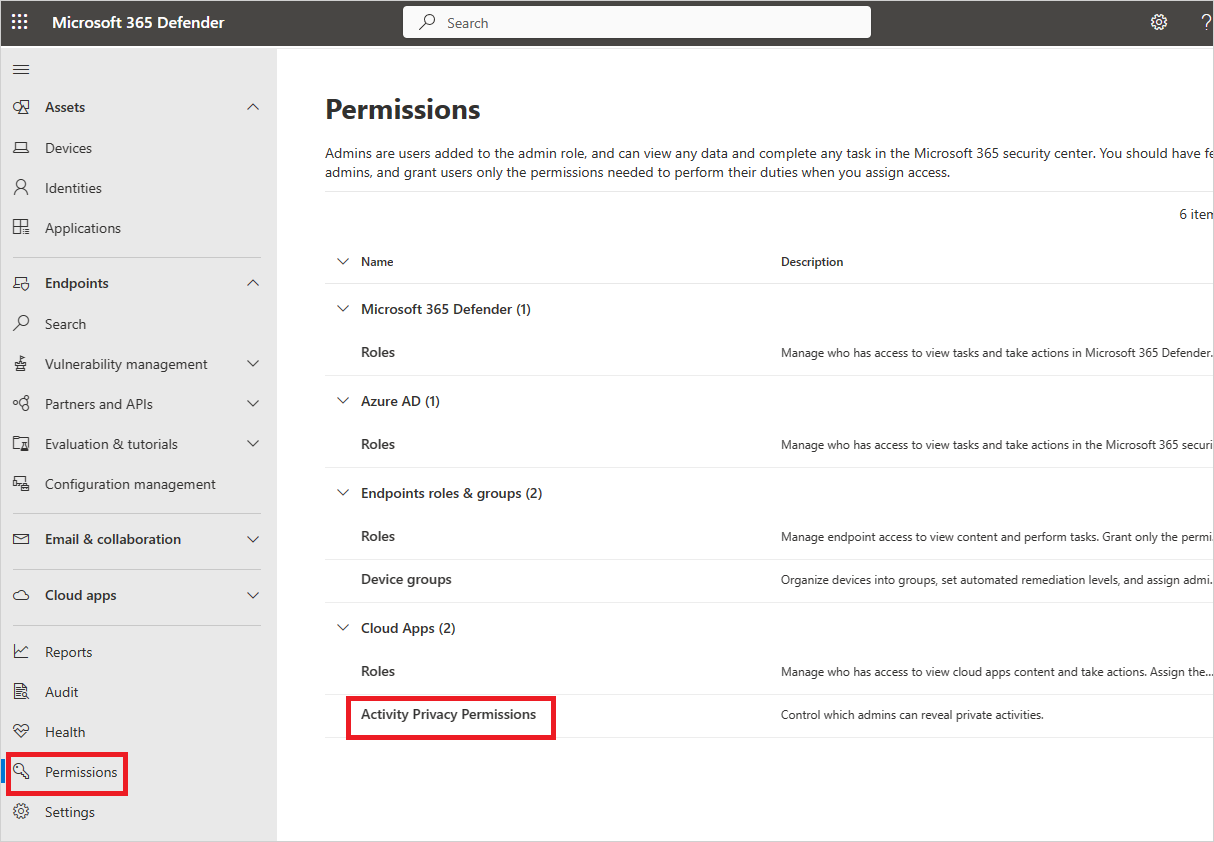 활동 개인 정보 사용 권한을 구성합니다.