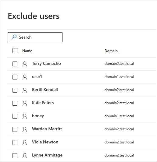 Choose which users to exclude.