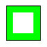 내부에 넓은 녹색 선이 있는 검은색 선으로 그린 ​​사각형.