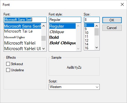 Font 설정 창이 있는 .NET Windows Forms의 Visual Studio 속성 창