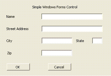 간단한 Windows Forms 컨트롤을 보여주는 스크린샷.