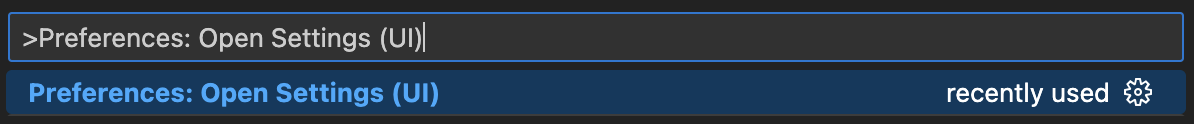 Visual Studio Code 설정 메뉴 옵션의 스크린샷.