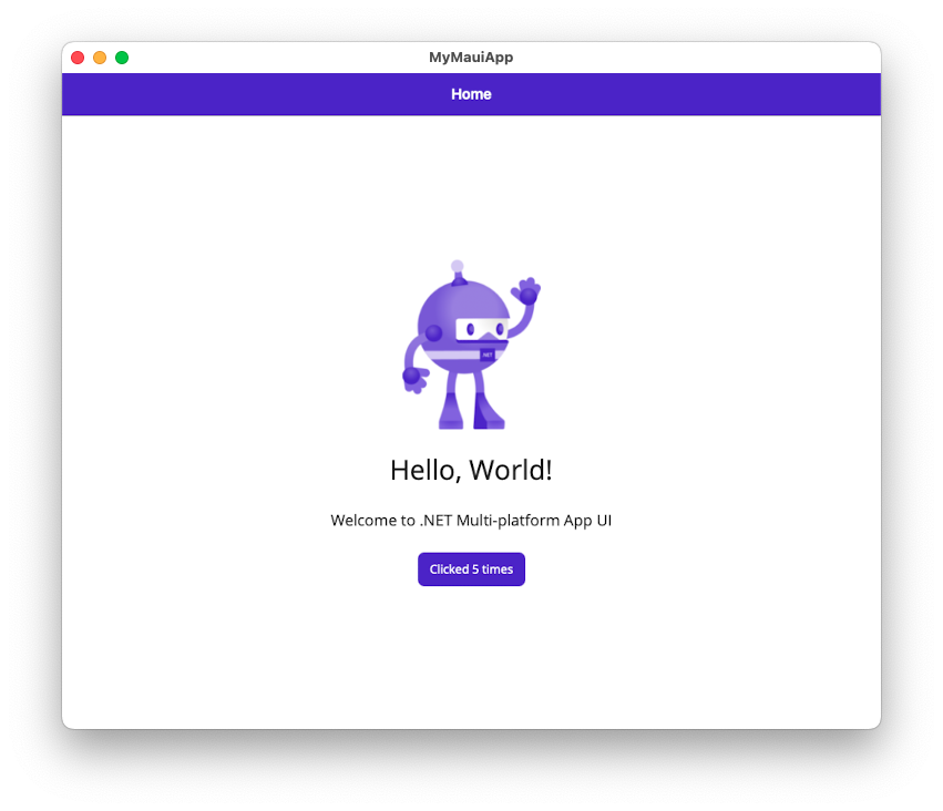 Mac에서 실행되는 .NET MAUI 앱입니다.