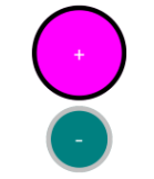 Screenshot of two circle buttons.