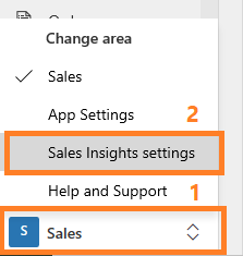 Sales Insights 설정 옵션 선택 Sales Insights 설정 옵션 선택