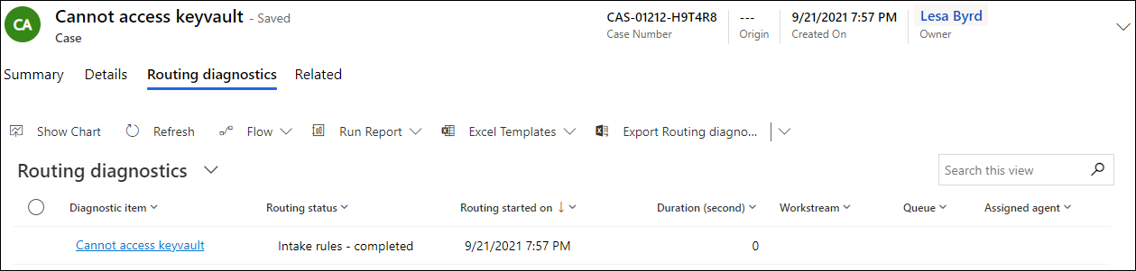 사례 기록에 대한 진단에 액세스합니다.