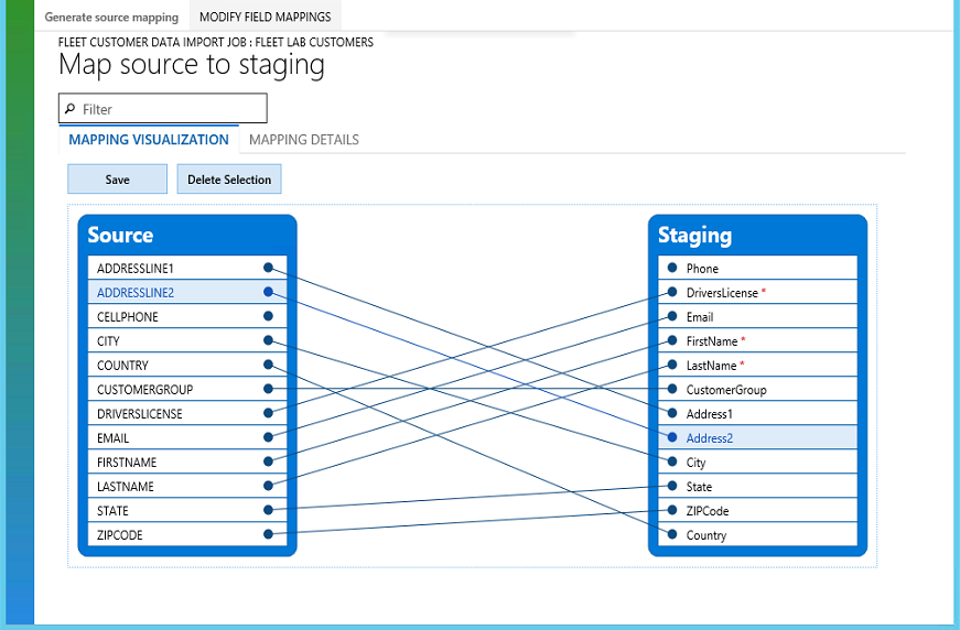 Map source to staging.