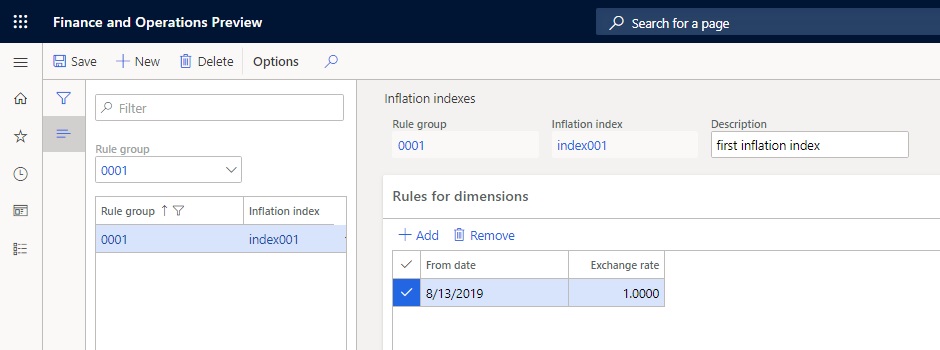 Rules for dimensions FastTab, Exchange rate field.