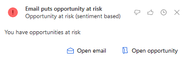 영업 기회 위험 감정에 대한 인사이트 카드