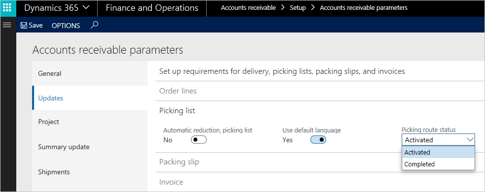 판매 주문에 대한 불출 경로 상태 필드입니다.