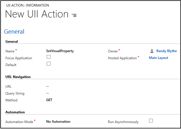 Create a UII action for Main Layout hosted control Create a UII action for Main Layout hosted control.