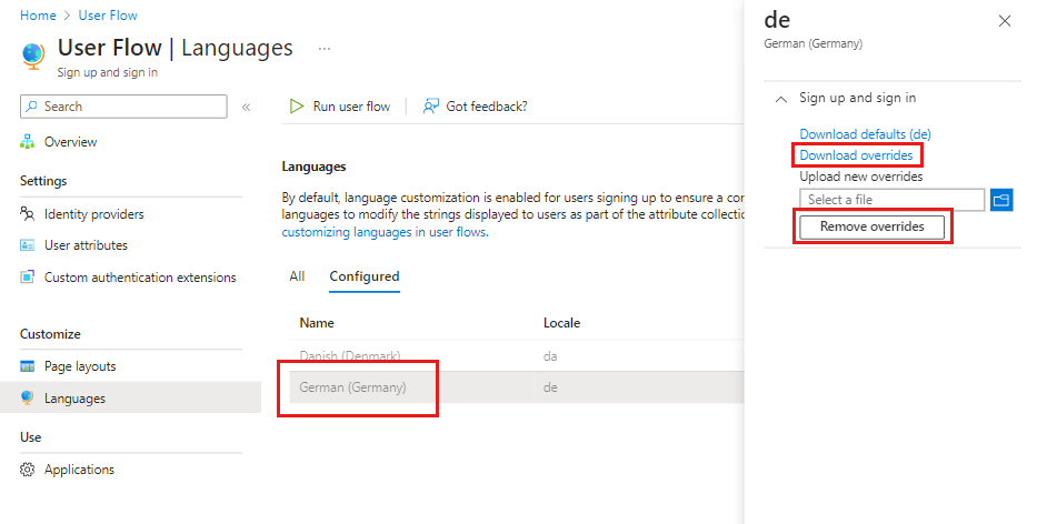 수정된 JSON 파일을 제거하거나 다운로드하는 방법을 보여 주는 스크린샷.