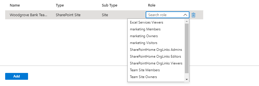 액세스 패키지 - SharePoint Online 사이트에 대한 리소스 역할 추가