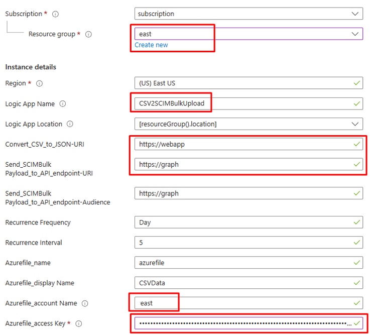 Azure Logic Apps 인스턴스 세부 정보 스크린샷.