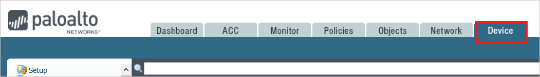 Palo Alto Networks 웹 사이트 디바이스 탭