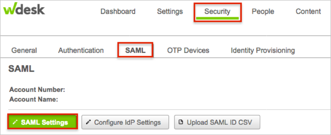 스크린샷은 SAML 탭에서 선택한 SAML 설정을 보여줍니다.