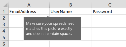 Excel 마이그레이션 파일의 셀 머리글입니다.