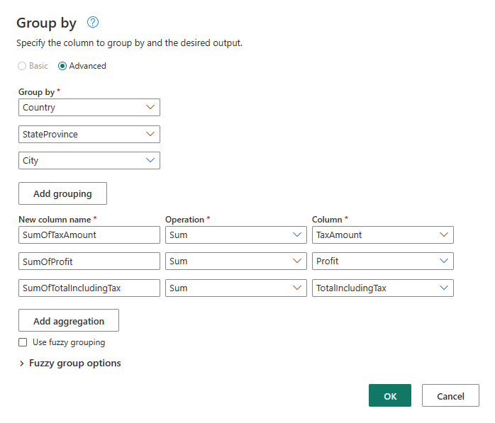 Screenshot of the Group by settings page with the correct values entered and selected.
