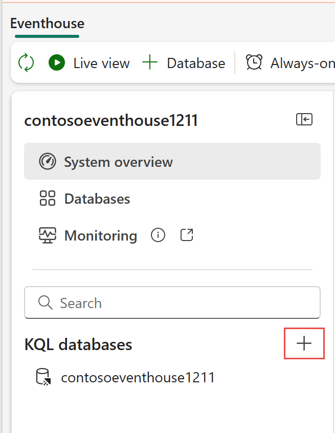 새 데이터베이스를 추가할 선택기를 보여주는 스크린샷.