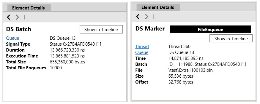 PIX DirectStorage 요소 세부 정보