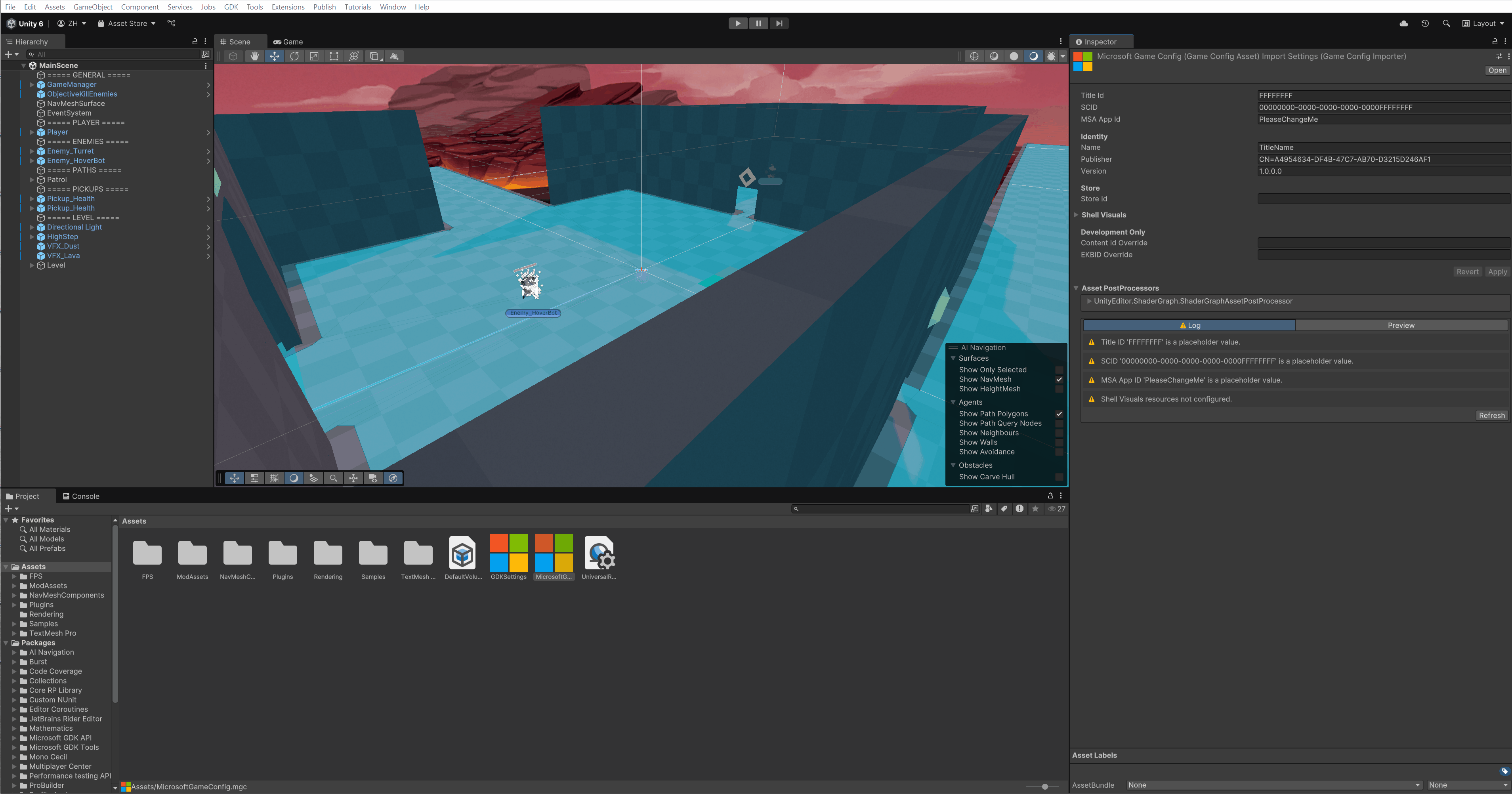Unity 6에서 Microsoft 게임 구성 편집