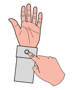 Image that shows the Start icon and the Start gesture.