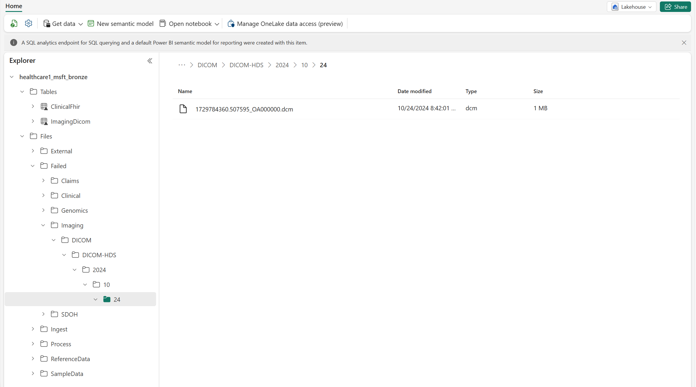 **Failed** 폴더에 있는 유효하지 않은 파일을 표시하는 스크린샷입니다.