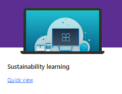 Screenshot of Sustainability tile in Microsoft Cloud Solution Center.