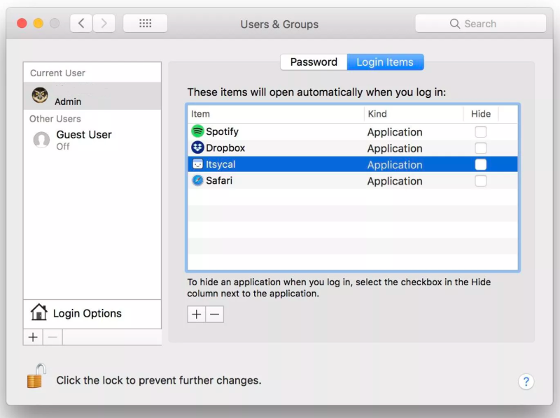 사용자가 Microsoft Intune 디바이스에 로그인한 후 macOS 디바이스에서 앱 숨기기